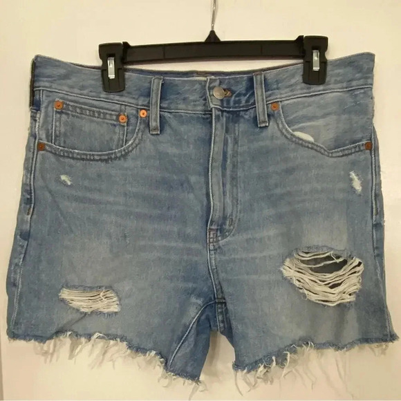 Madewell Relaxed Mid Length Denim Shorts Steenwick Wash Ripped Edition Blue 29 - Picture 2 of 11